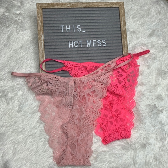 NWT*Victoria/'s Secret DREAM ANGELS FLORAL LACE /& STRIPE CHEEKINI PANTY-NAVY-S//P